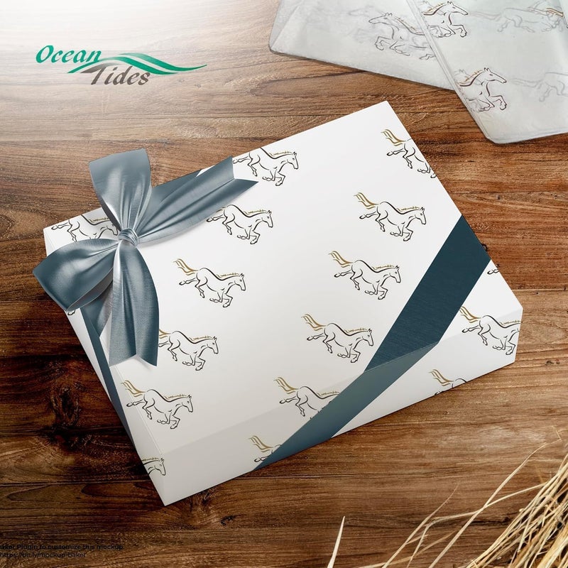 Ocean Tides Premium 10 Sheets (14 x 20 Inches) Valentine’s Wrapping Paper – Gift Wrapping Tissue Paper Bulk for Romantic Gifts, Crafts, & Birthdays – Colored Tissue Papers for Gift Bags, Horse - Image 4